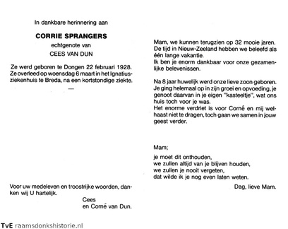 Corrie Sprangers Cees van Dun