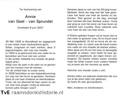 Annie van Sprundel Mari van Geel