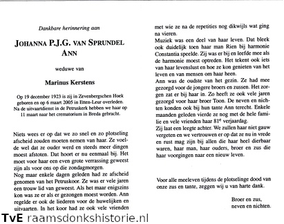 Johanna P.J.G. van Sprundel Marinus Kerstens