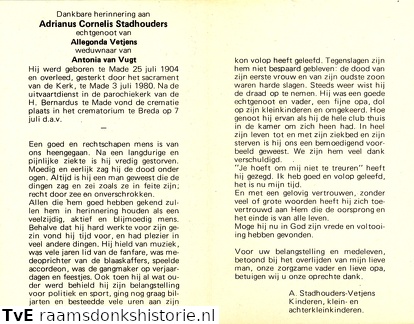 Adrianus Cornelis Stadhouders Allegonda Vetjens Antonia van Vugt