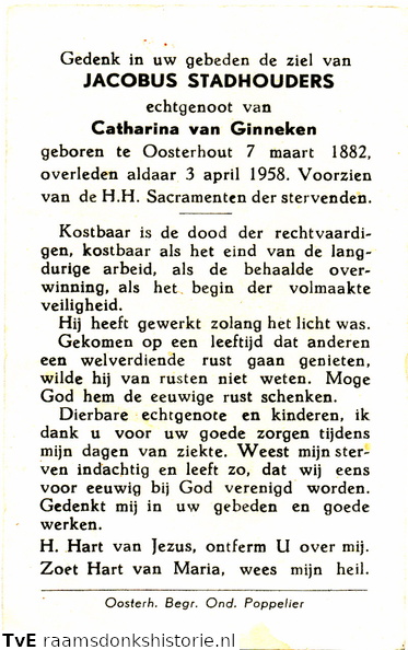Jacobus Stadhouders Catharina van Ginneken