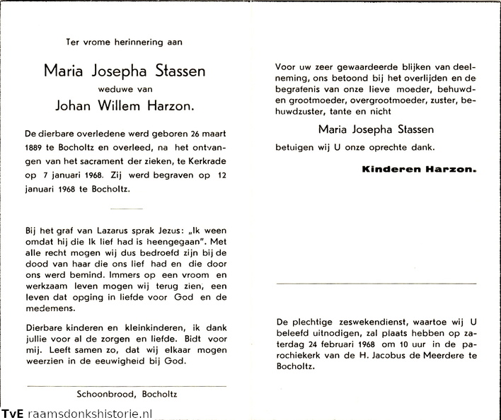Maria Josepha Stassen Johan Willem Harzon