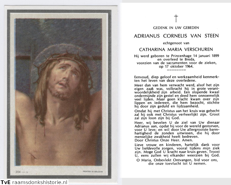 Adrianus Cornelis van Steen Catharina Maria Verschuren