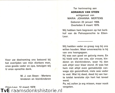 Adrianus van Steen Maria Johanna Mertens