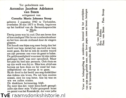 Antonius Jacobus Adrianus van Steen Cornelia Maria Johanna Stoop