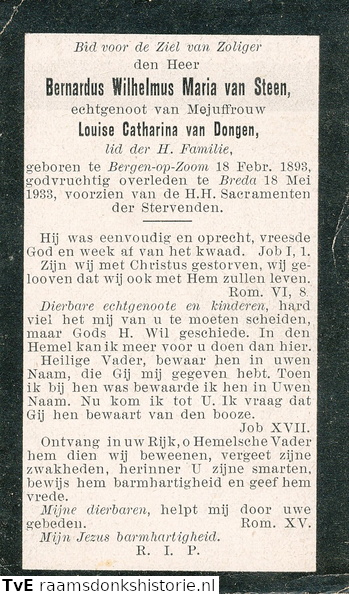 Bernardus Wilhelmus Maria van Steen Louise Catharina van Dongen