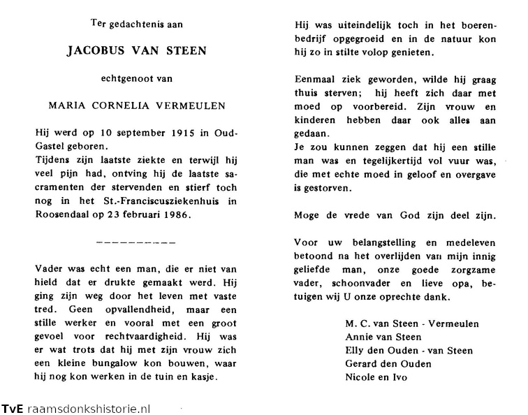 Jacobus van Steen Maria Cornelia Vermeulen