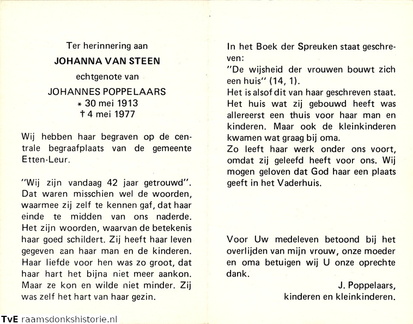 Johanna van Steen Johannes Poppelaars