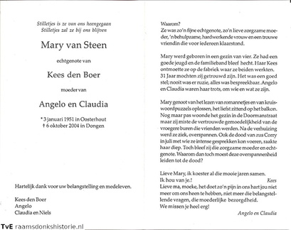 Mary van Steen Kees den Boer