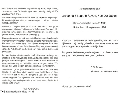 Johanna Elisabeth van der Steen F.W. Rovers