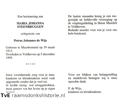 Maria Johanna Steenbruggen Petrus Johannes de Wijs