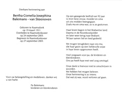 Bertha Cornelis Josephina van Steenoven Balemans
