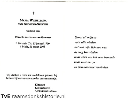 Maria Wilhelmina Stevens Cornelis Adrianus van Groezen
