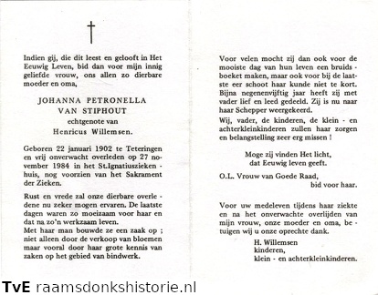 Johanna Petronella van Stiphout Henricus Willemsen
