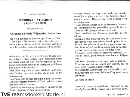 Hendrika Catharina Stoeldraijer Antonius Cornelis Wijnandus Lodewikus