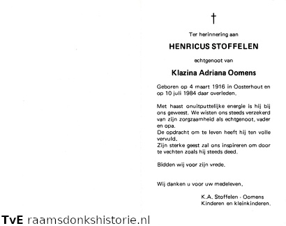 Henricus Stoffelen Klazina Adriana Oomens