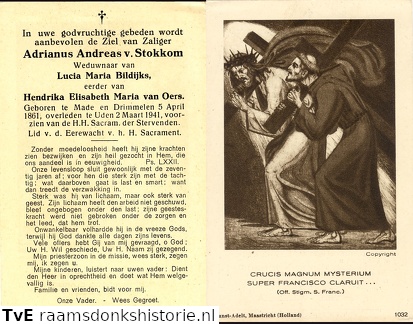 Adrianus Andreas van Stokkom Lucia Maria Bildijks Hendrika Elisabeth Maria van Oers