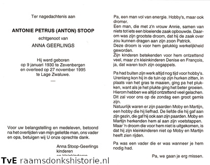 Antonie Petrus Stoop Anna Geerlings