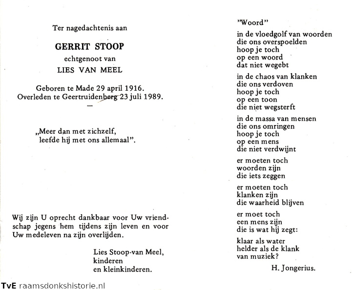 Gerrit Stoop Lies van Meel