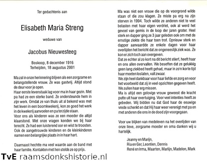 Elisabeth Maria Streng Jacobus Nieuwesteeg