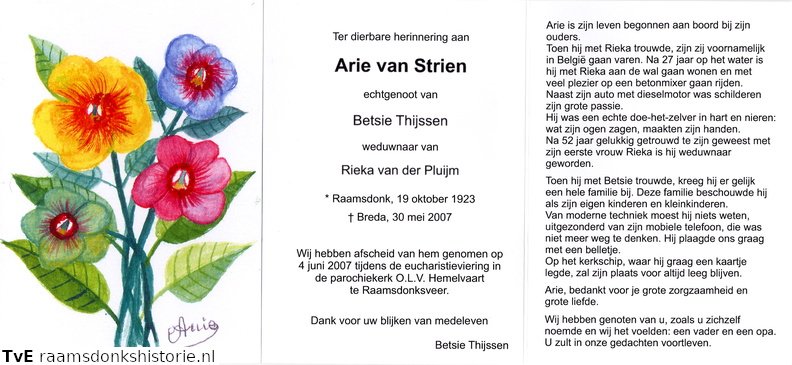 Arie van Strien Betsie Thijssen Rika van der Pluijm