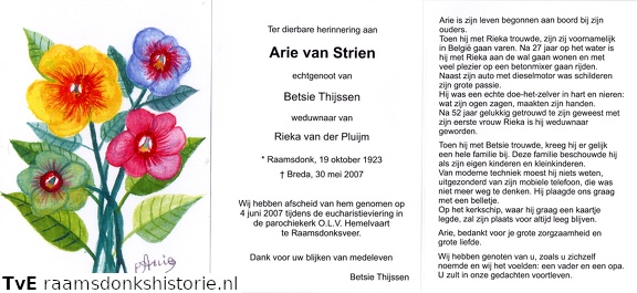 Arie van Strien Betsie Thijssen Rika van der Pluijm