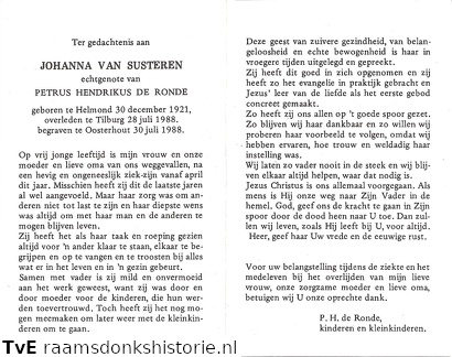 Johanna van Susteren Petrus Hendrikus de Ronde