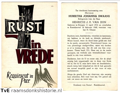 Hubertha Johanna Swaans Henricus J.F. van Dun