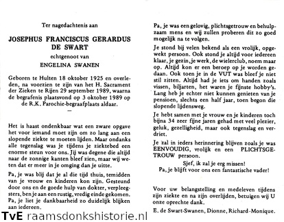 Josephus Franciscus Gerardus de Swart Engelina Swanen