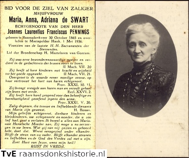 Maria Anna Adriana de Swart Joannes Laurentius Franciscus Pennings