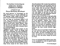 Adriana Maria Cornelia Sweep Pieter Hermanus Broekaart