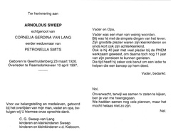 Arnoldus Sweep Cornelia Gerdina van Lang Petronella Smits