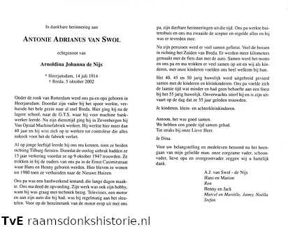 Antonie Adrianus van Swol Arnoldina Johanna de Nijs