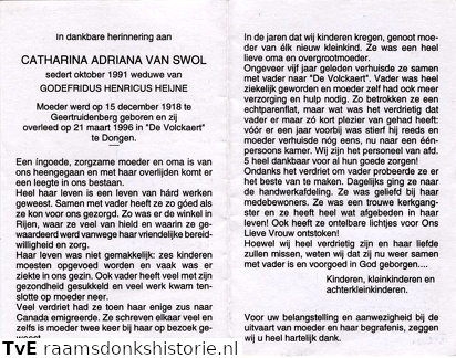 Catharina Adriana van Swol Godefridus Henricus Heijne