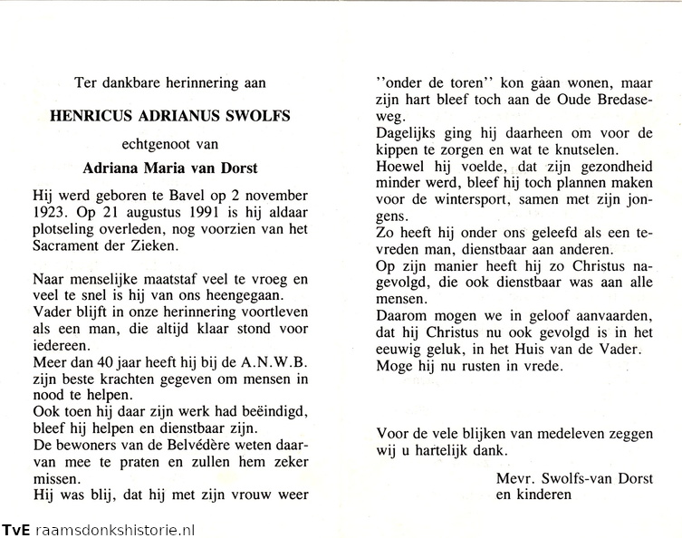 Henricus Adrianus Swolfs Adriana Maria van Dorst
