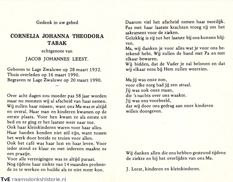 Cornelia Johanna Theodora Tabak Jacob Johannes Leest