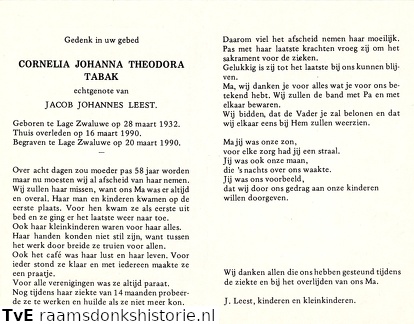 Cornelia Johanna Theodora Tabak Jacob Johannes Leest