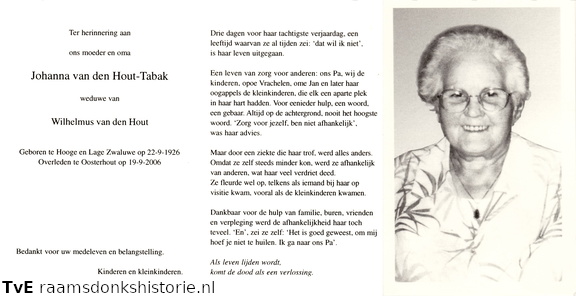 Johanna Tabak Wilhelmus van den Hout