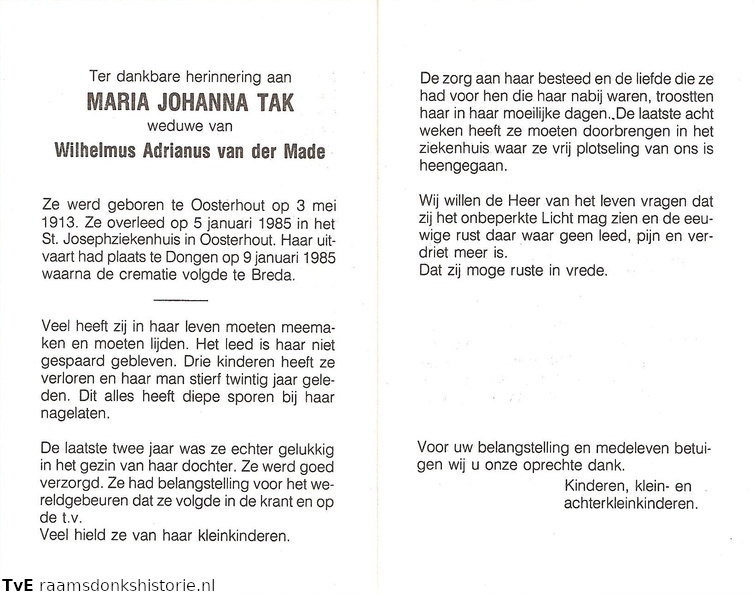 Maria Johanna Tak Wilhelmus Adrianus van der Made