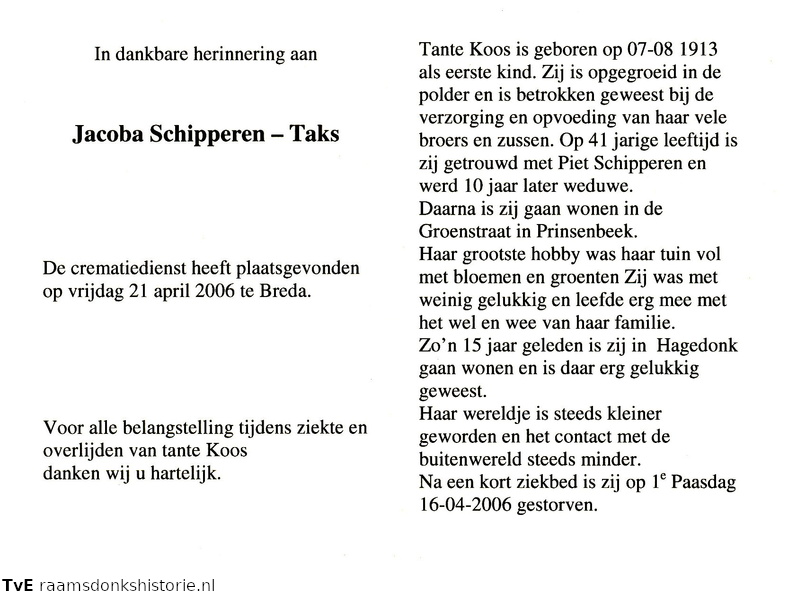 Jacoba Taks Piet Schipperen