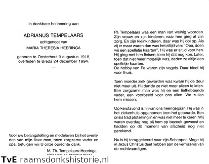 Adrianus Tempelaars Maria Theresia Heeringa