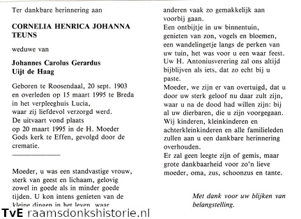 Cornelia Henrica Johanna Teuns Johannes Carolus Gerardus Uijt den Haag