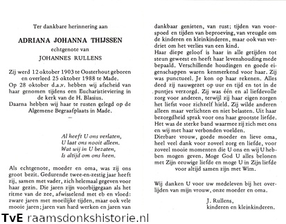 Adriana Johanna Thijssen Johannes Rullens