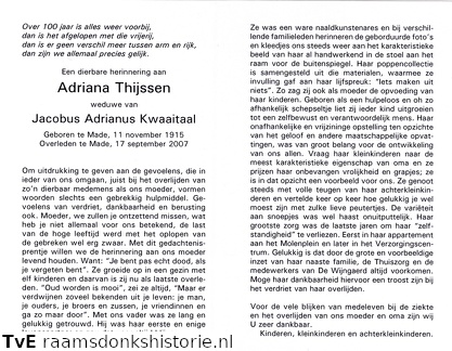 Adriana Thijssen Jacobus Adrianus Kwaaitaal