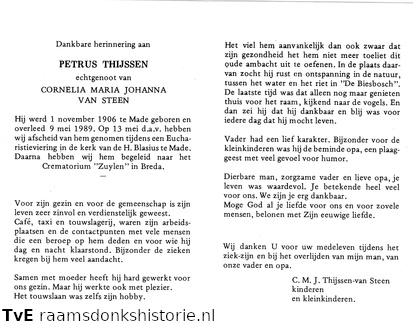 Petrus Thijssen Cornelia Maria Johanna van Steen