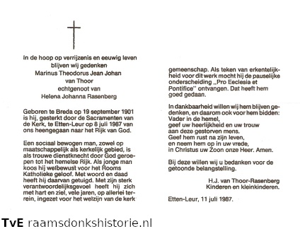 Marinus Theodorus Jean Johan van Thoor Helena Johanna Rasenberg