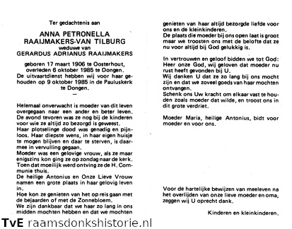 Anna Petronella van Tilburg Gerardus Adrianus Raaijmakers