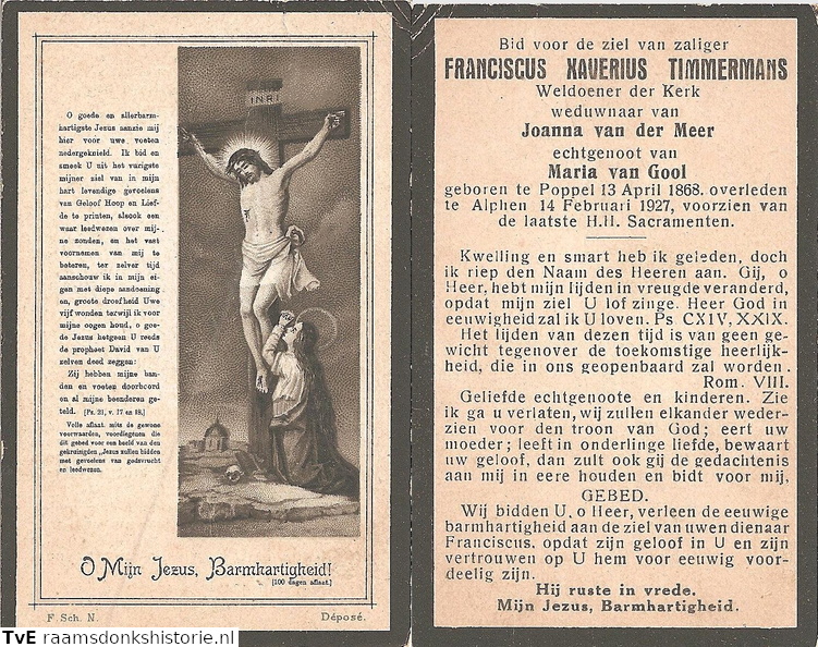 Franciscus Xaverius Timmermans Maria van Gool-Joanna van der Meer