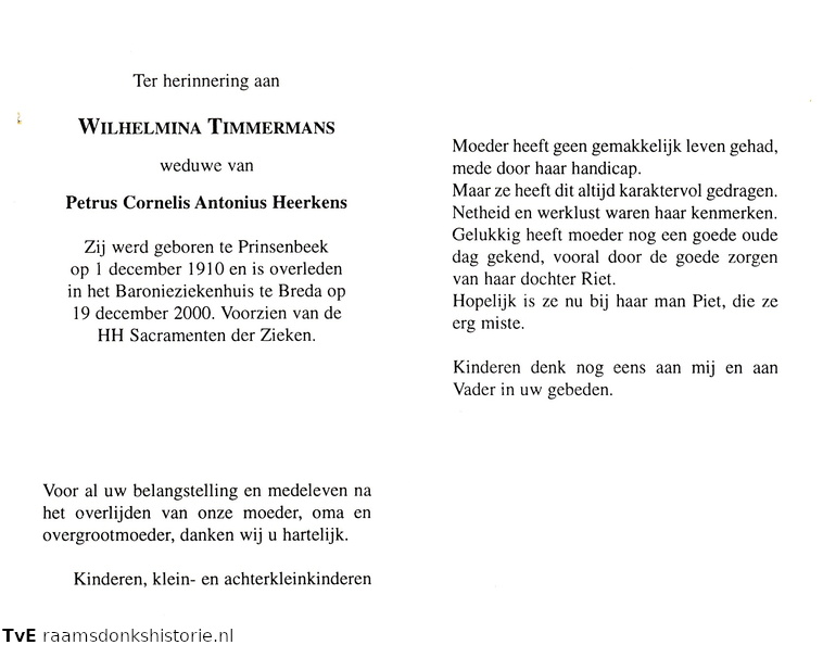 Wilhelmina Timmermans Petrus Cornelis Antonius Heerkens