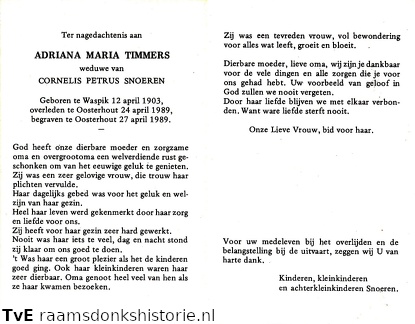 Adriana Maria Timmers Cornelis Petrus Snoeren